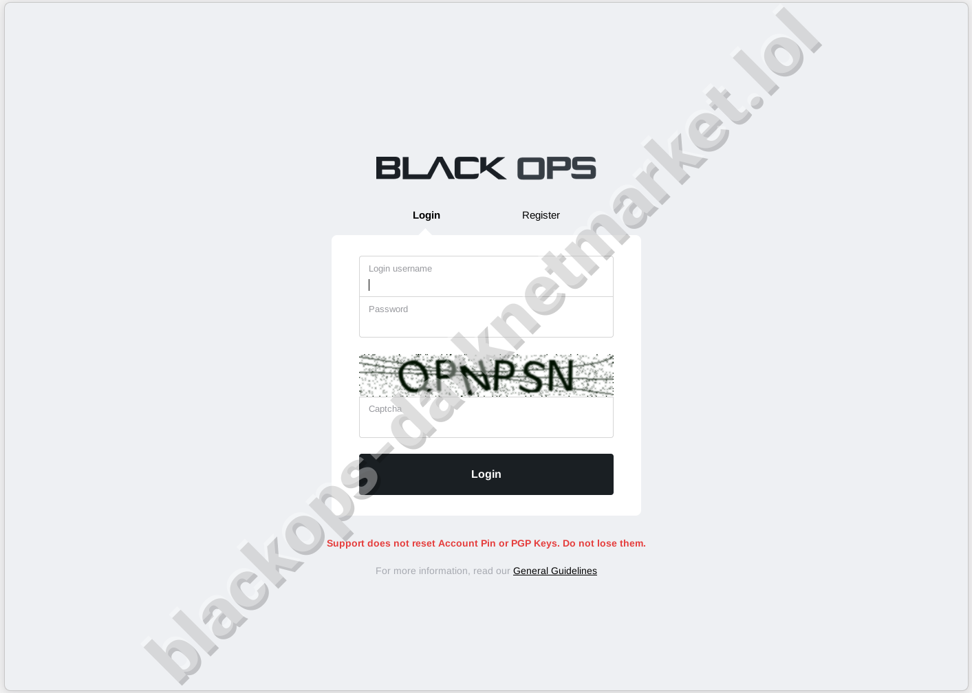 Blackops Market Login Form - Secure Blackops Darknet Market Access